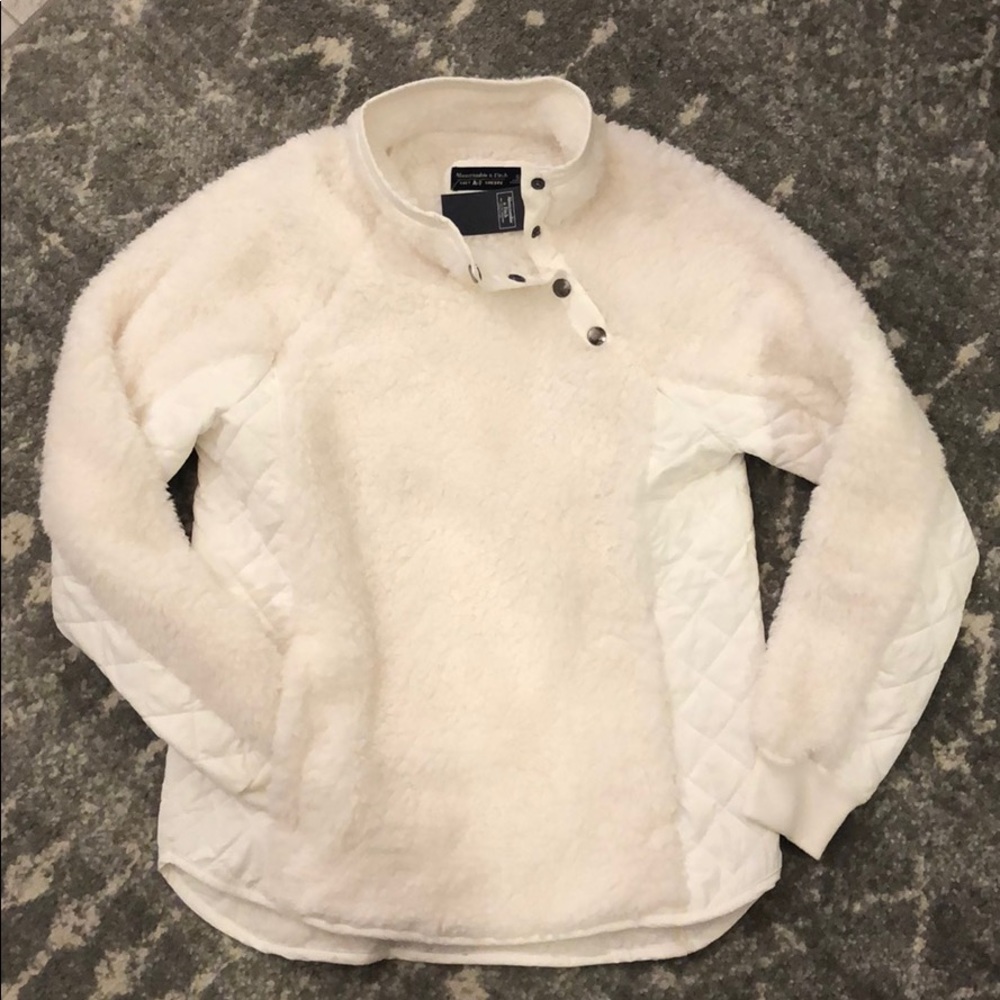 A & F Asymmetrical Snap-Up Sherpa Fleece